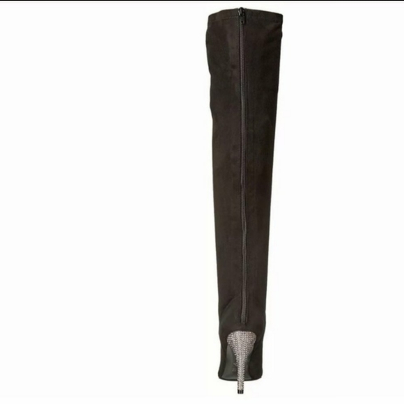 Nina Rocklin-Fy Rhinestone Heel OTK Black Boots - Picture 2 of 9